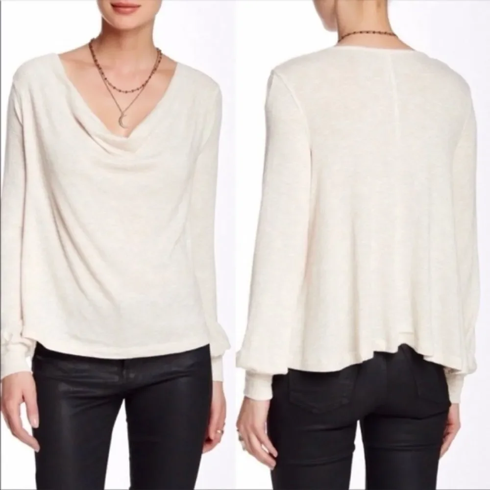 Free People Palmer Shimmer Stripe Blouson Top Cream Gold Size M
